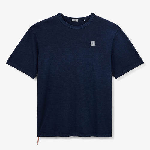 T-shirt col rond en jersey de coton slub pigment dye bleu marine HOMME SERGE BLANCO