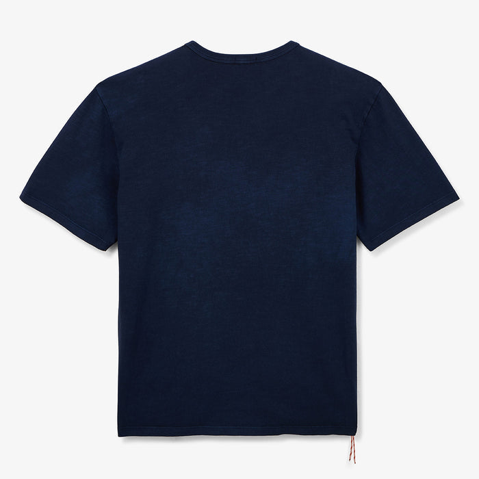 T-shirt col rond en jersey de coton slub pigment dye bleu marine HOMME SERGE BLANCO