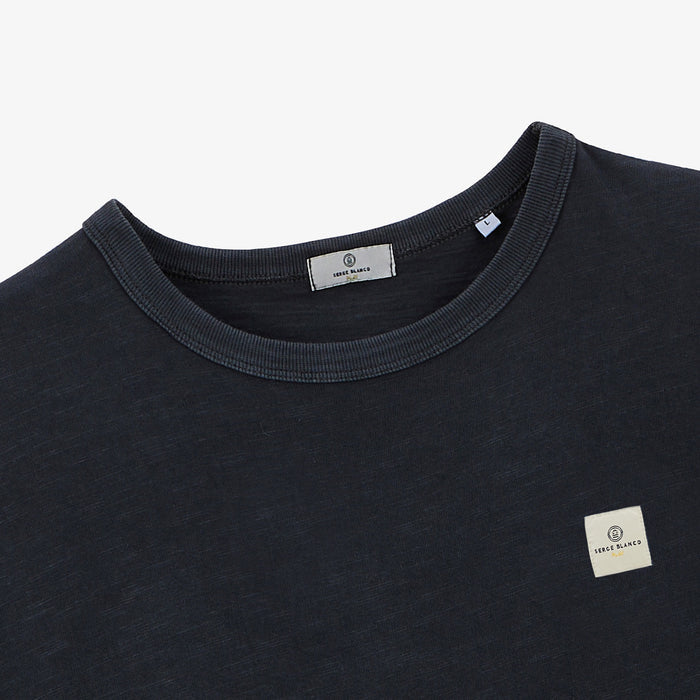 T-shirt col rond en jersey de coton slub pigment dye gris carbone HOMME SERGE BLANCO