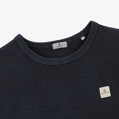 T-shirt col rond en jersey de coton slub pigment dye gris carbone HOMME SERGE BLANCO
