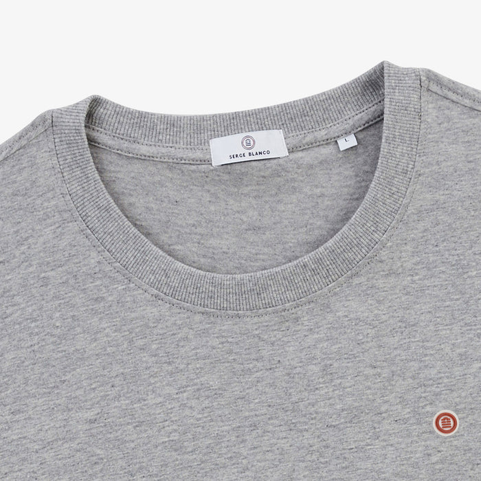 T-shirt col rond imprime dos piments en coton gris chine HOMME SERGE BLANCO