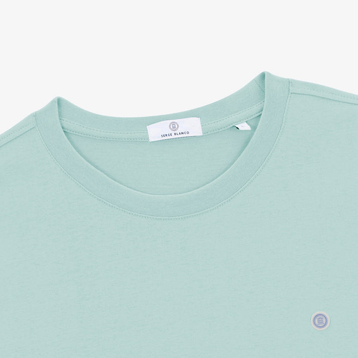 T-shirt col rond Theo en coton bleu celeste HOMME SERGE BLANCO