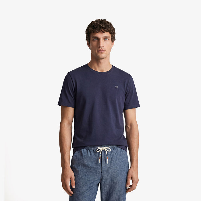 T-shirt col rond Theo en coton bleu marine HOMME SERGE BLANCO
