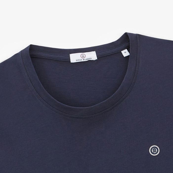 T-shirt col rond Theo en coton bleu marine HOMME SERGE BLANCO