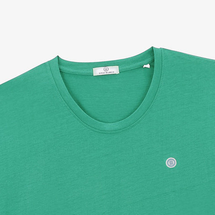 T-shirt col rond Theo en coton bleu turquoise HOMME SERGE BLANCO