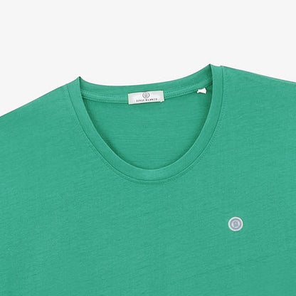 T-shirt col rond Theo en coton bleu turquoise HOMME SERGE BLANCO
