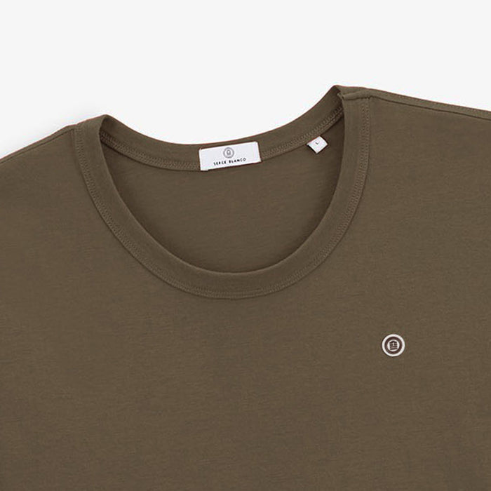 T-shirt col rond Theo en coton marron argile HOMME SERGE BLANCO