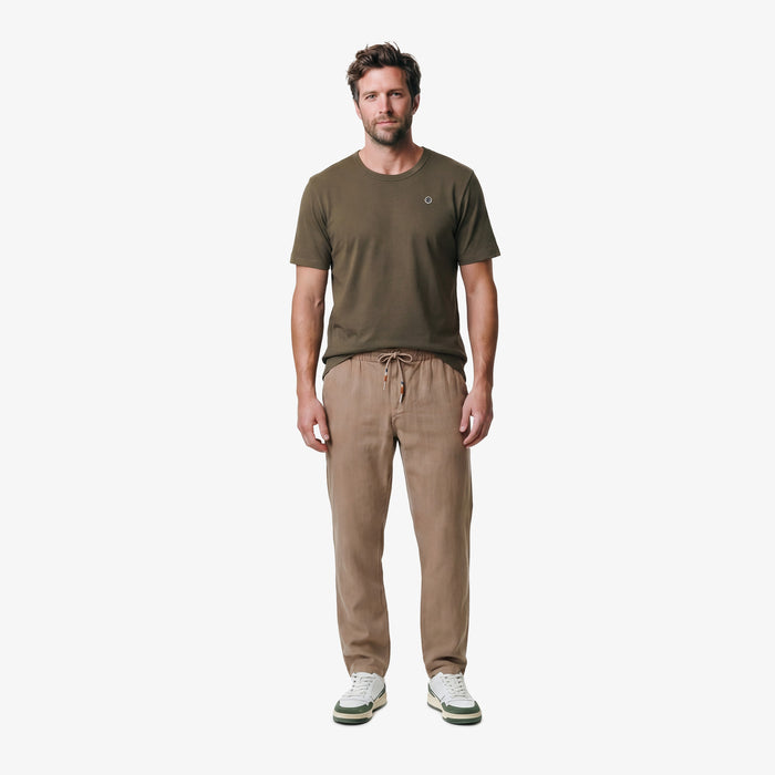 T-shirt col rond Théo en coton marron argile