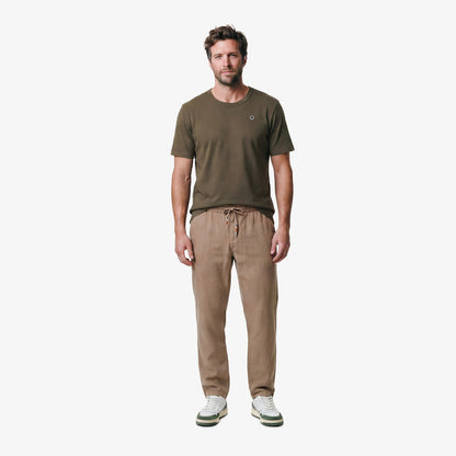 T-shirt col rond Théo en coton marron argile