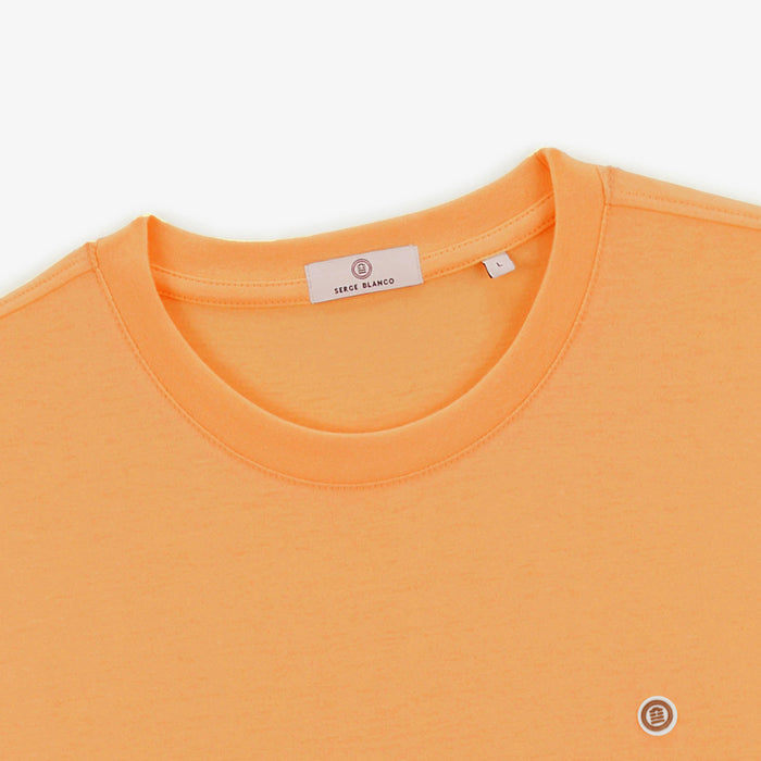 T-shirt col rond Theo en coton orange tangerine HOMME SERGE BLANCO