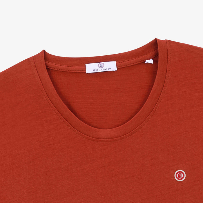 T-shirt col rond Theo en coton rouge HOMME SERGE BLANCO