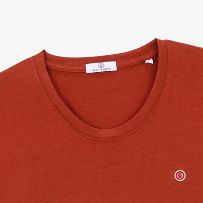 T-shirt col rond Theo en coton rouge HOMME SERGE BLANCO