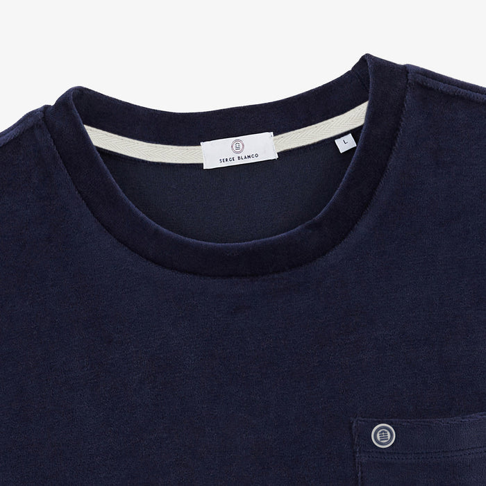 T-shirt col rond Thor en tissu eponge bleu opale HOMME SERGE BLANCO