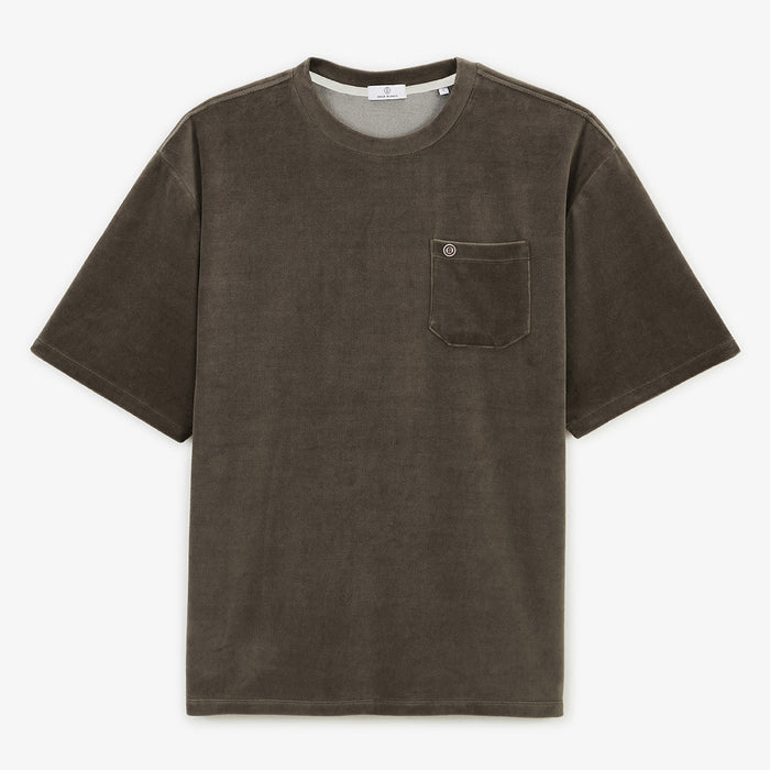 T-shirt col rond Thor en tissu eponge marron argile HOMME SERGE BLANCO