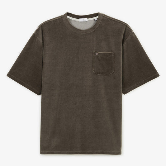 T-shirt col rond Thor en tissu eponge marron argile HOMME SERGE BLANCO