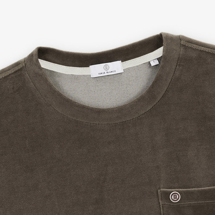 T-shirt col rond Thor en tissu eponge marron argile HOMME SERGE BLANCO
