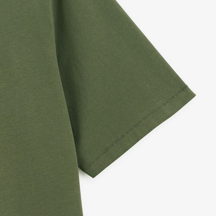 T- shirt Col Rond Vert Army en Coton Imprime Dos Pieuvre Homme SERGE BLANCO