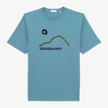 T-shirt manches courtes en coton printe bleu glacier homme SERGE BLANCO