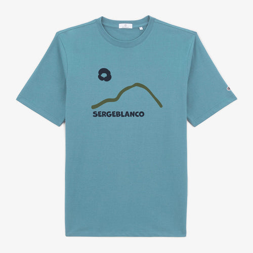 T-shirt manches courtes en coton printe bleu glacier homme SERGE BLANCO