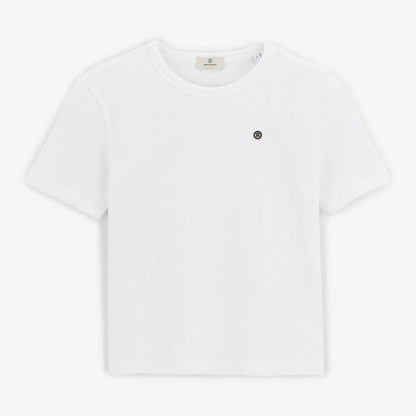 T-shirt manches courtes garçon blanc en coton gaufrette Toussaint