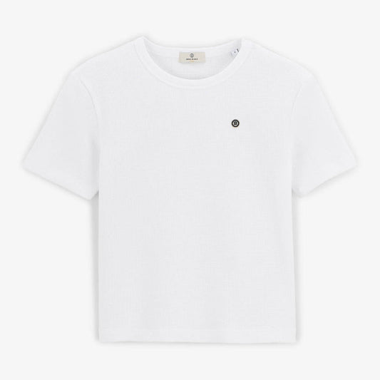 T-shirt manches courtes garçon blanc en coton gaufrette Toussaint
