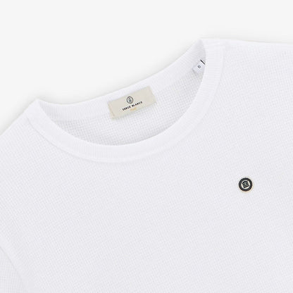 T-shirt manches courtes garçon blanc en coton gaufrette Toussaint