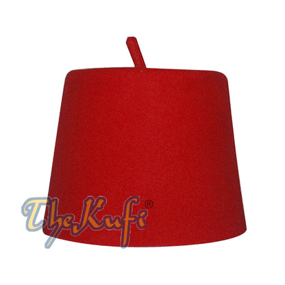 Tall Red Fez Tradition Felt Perforated Tarboosh with Stem