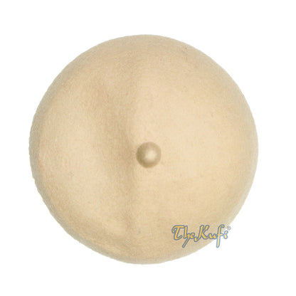 Tan Felt Wool Fez Hat with Tip Kufi Prayer Cap