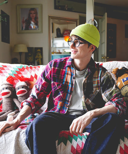 Uneven Colorful Plaid Shirt(MENS)