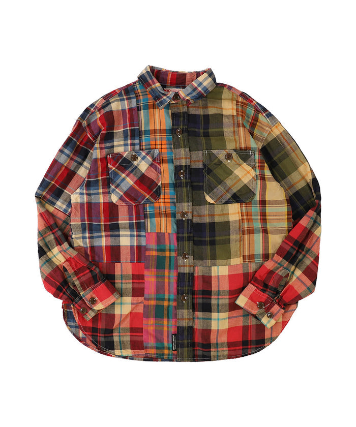 Uneven Colorful Plaid Shirt(MENS)