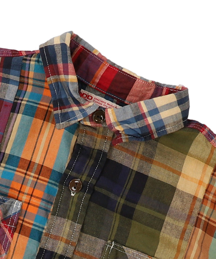 Uneven Colorful Plaid Shirt(MENS)