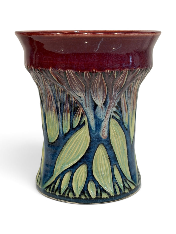 Vase - sgraffito trees, multicolor 2