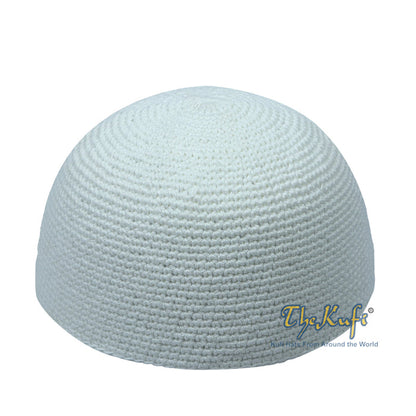 White Cotton Kufi Skull Cap Hand-Crocheted 100% Comfortable Fit For Salah