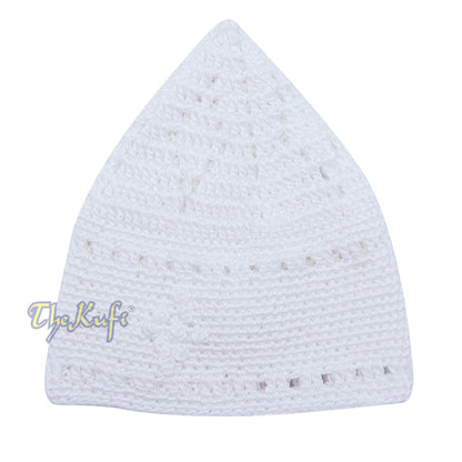 White Hand-crocheted Open-Weave Yemeni Simple Diamond Knots Design