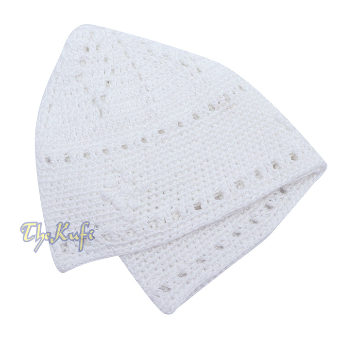 White Hand-crocheted Open-Weave Yemeni Simple Diamond Knots Design