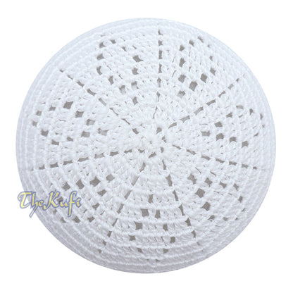 White Hand-crocheted Open-Weave Yemeni Simple Diamond Knots Design