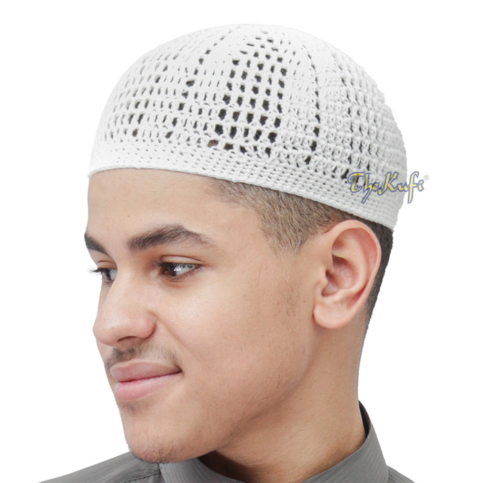 White Kufi Cap | Hand-crocheted Arifin Ilham Crochet Knitted Muslim Hat