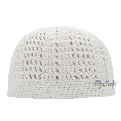 White Kufi Cap | Hand-crocheted Arifin Ilham Crochet Knitted Muslim Hat