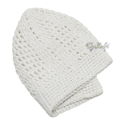 White Kufi Cap | Hand-crocheted Arifin Ilham Crochet Knitted Muslim Hat
