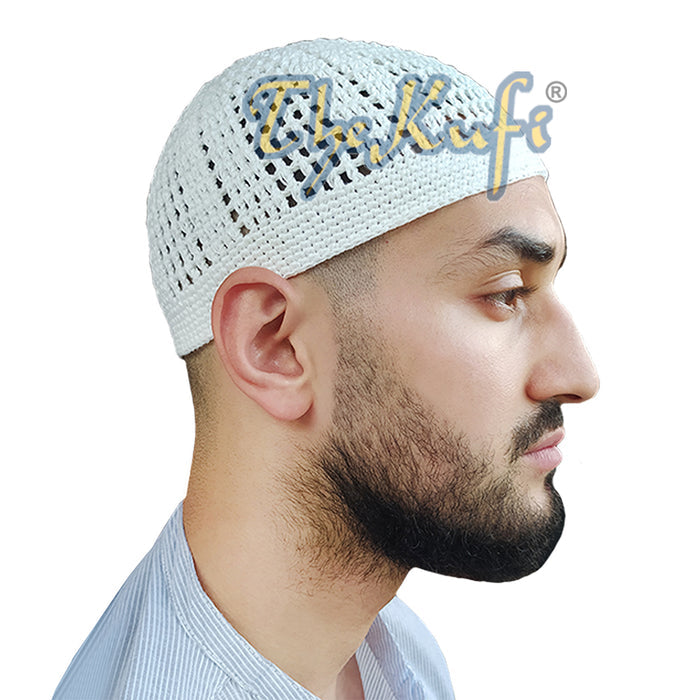 White Kufi Cap | Hand-crocheted Arifin Ilham Crochet Knitted Muslim Hat