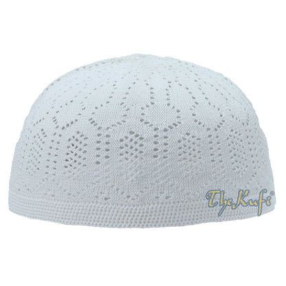 White Kufi Cap Turkish-Style Mercan® Machine-Knit Prayer Hat Taqiyah