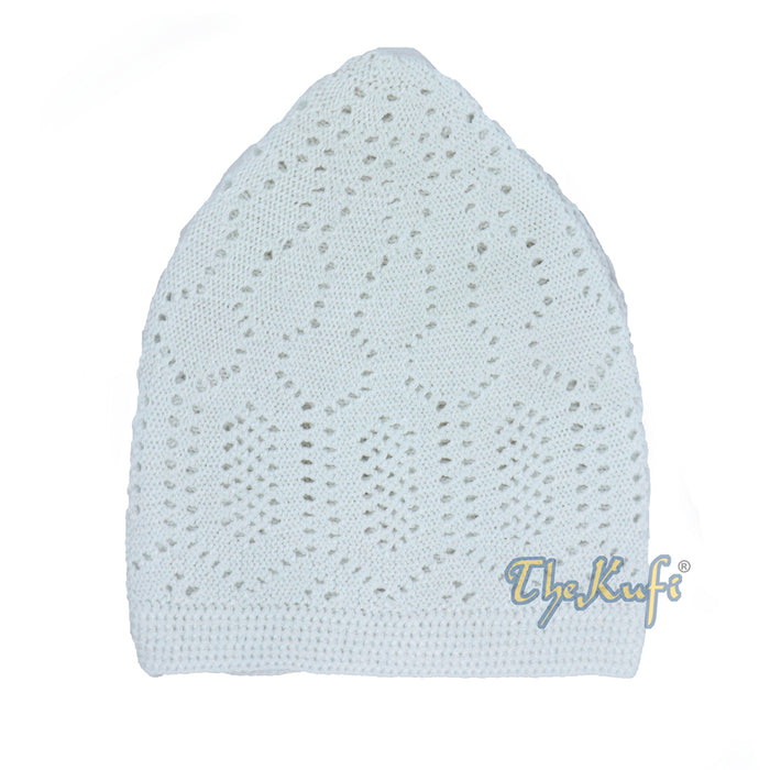 White Kufi Cap Turkish-Style Mercan® Machine-Knit Prayer Hat Taqiyah