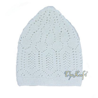 White Kufi Cap Turkish-Style Mercan® Machine-Knit Prayer Hat Taqiyah