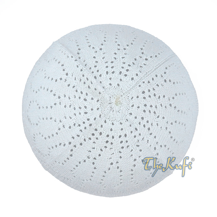 White Kufi Cap Turkish-Style Mercan® Machine-Knit Prayer Hat Taqiyah