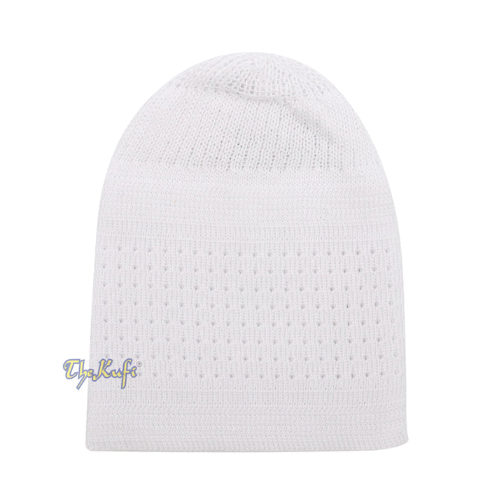 White Muslim Kufi Stretchy Cotton Stretch-Knit Islamic Prayer Cap