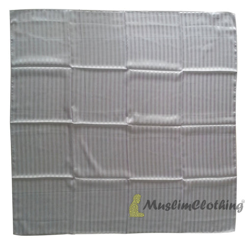 White Striped Borderless Satin Scarf Hijab Shawl Islamic Headwear