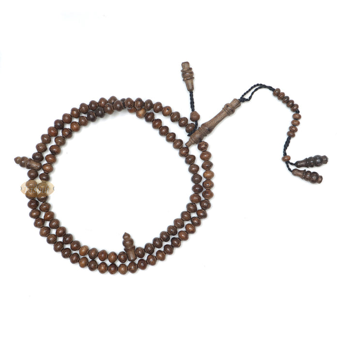 Wooden Islamic Prayer Beads - Natural Johar Wood Tasbih 99 count Contoured Beads In Gift Box By