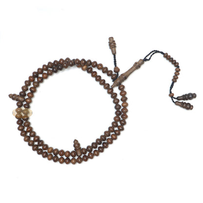 Wooden Islamic Prayer Beads - Natural Johar Wood Tasbih 99 count Contoured Beads In Gift Box By