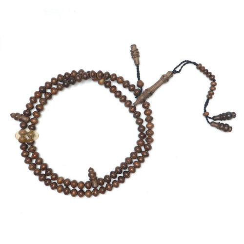 Wooden Islamic Prayer Beads - Natural Johar Wood Tasbih 99 count Contoured Beads In Gift Box By