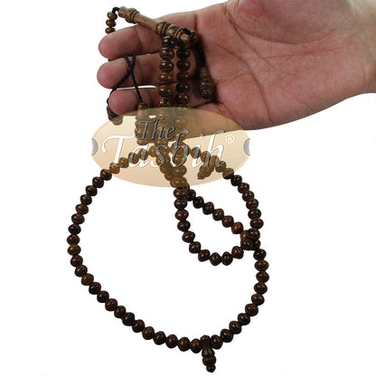 Wooden Islamic Prayer Beads - Natural Johar Wood Tasbih 99 count Contoured Beads In Gift Box By